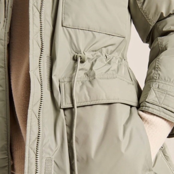 Abercrombie Fitch Womens Green Utility Parka Jacket Drawstring Waist Hooded - Picture 4 of 9